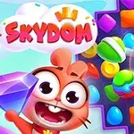 カラフルな宝石やキャンディのグリッドに大きな目のキャラクターと巨大な紫色の宝石。
