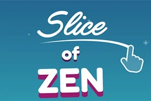 青い背景に「Slice of ZEN」の文字と指でなぞるイラスト。