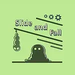 緑色の背景に黒いキャラクターと「Slide and Fall」の文字。