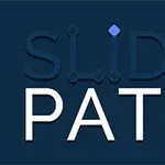 青い背景に大文字で「SLIDE PATH」と書かれており、「SLIDE」の文字には青と赤の点がある。