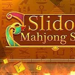 エジプト風の背景に「Slidon Mahjong Slide」というタイトルが中央に書かれたデザイン。