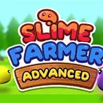 カラフルなスライムと森を背景にした「SLIME FARMER ADVANCED」というタイトルのロゴ。