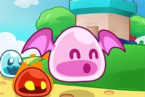 ピンクの翼を持つキャラクターが明るい背景で他のカラフルなキャラクターと一緒に描かれている可愛らしいイラスト。