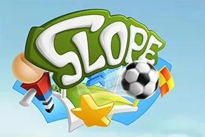 緑のテキスト「Slope」が中心にあり、サッカーボール、黄色の星、旗が周囲に配置されている。