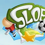 緑のテキスト「Slope」が中心にあり、サッカーボール、黄色の星、旗が周囲に配置されている。
