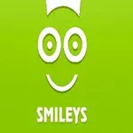 緑色の背景に、白いスマイリーフェイスと「SMILEYS」という文字が描かれています。