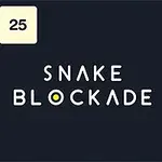 「SNAKE BLOCKADE」という文字が中央に配置され、周囲に数字の書かれたブロックと黄色い円がある黒い背景の画像。