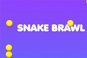 紫色の背景に白い文字で「SNAKE BRAWL」と書かれ、黄色の円形が周囲に配置されています。