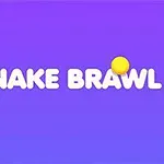 紫色の背景に白い文字で「SNAKE BRAWL」と書かれ、黄色の円形が周囲に配置されています。