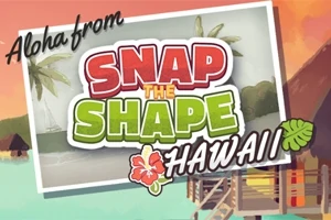 文字「Aloha from SNAP THE SHAPE HAWAII」とリゾート風の背景にヤシの木や海が描かれたデザイン。