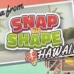 文字「Aloha from SNAP THE SHAPE HAWAII」とリゾート風の背景にヤシの木や海が描かれたデザイン。