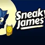 青い猫のキャラクターが緑の服を着て月をバックに立っている。