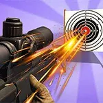 スナイパーライフルから発射された弾丸がターゲットの中心に命中している様子。