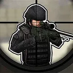 狙撃用スコープの視界内にフル装備の兵士とライフルが見える。