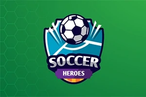 サッカーボールと「SOCCER HEROES」の文字が書かれたエンブレムのロゴが緑色の背景に配置されている。