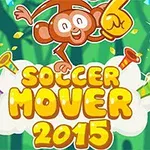サルのキャラクターが「Soccer Mover 2015」と書かれた文字と一緒に配置されたカラフルなイラスト。