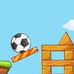 サッカーボールが斜めの板を滑り、ゴールに向かうシーン。