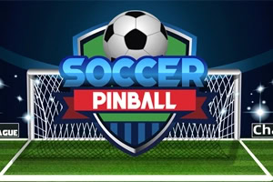 サッカーボールが上にあるシールドデザインのロゴで、中央に「SOCCER PINBALL」と書かれたサッカーゴールのイラスト。