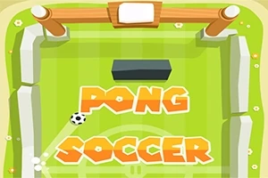 緑色のフィールド上に「PONG SOCCER」というオレンジ色の文字と、サッカーボールが描かれている。