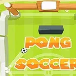 緑色のフィールド上に「PONG SOCCER」というオレンジ色の文字と、サッカーボールが描かれている。
