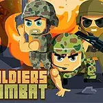 迷彩服を着た3人の兵士が爆発の背景の前に立っているイラスト。