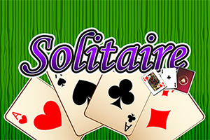 緑色の背景に「Solitaire」の文字と4つのトランプカードが描かれている。