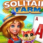 農場の背景に女性と猫がカードと一緒に描かれているイラスト。