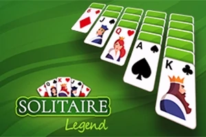 緑の背景にトランプのカードが並び、「Solitaire Legend」というテキストがあります。