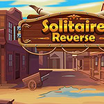 西部の町を背景に「Solitaire Reverse」という看板が描かれているイメージ。