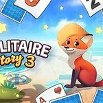 砂浜に座るキツネと周囲にトランプカードが散らばったカラフルなイラスト。