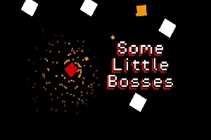 黒い背景に赤い正方形と白い正方形、オレンジの四角形が点在し、隣に「Some Little Bosses」のテキストが表示されている。