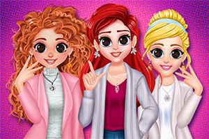 ピンクの背景の前でポーズを取るカジュアルな服装の3人のアニメ風の女性たち。