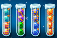 色とりどりのクリスマス飾りを整える冬のパズル「Sorting Xmas Balls」