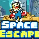 宇宙服を着たキャラクターが都市の背景の前に立っているイラスト。