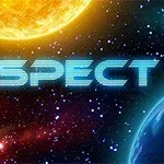 宇宙空間を背景に、青い光で書かれた「SPECT」の文字と宇宙船、地球が描かれている。