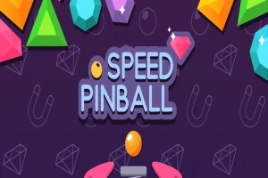 色とりどりの宝石や磁石のイラストが背景に描かれ、「SPEED PINBALL」の文字が中央に配置されているデザイン。