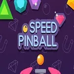 色とりどりの宝石や磁石のイラストが背景に描かれ、「SPEED PINBALL」の文字が中央に配置されているデザイン。