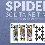 グレーの背景に「SPIDER SOLITAIRE TIME」と書かれており、下にスペードのキング、クイーン、ジャック、10のカードが並んでいる。