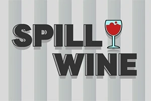 「SPILL WINE」という文字とワイングラスのイラストが描かれた画像。