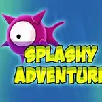 紫色の一つ目のキャラクターが波打つ水面に浮かび、背景に大きく「SPLASHY ADVENTURE」と書かれている。