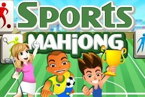 明るい緑のフィールドで、トロフィーを持った若者たちとスポーツ用具を持った女性が描かれている。