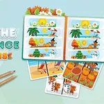 4つの異なる季節が描かれたイラストと鉛筆が並んでいる画像。