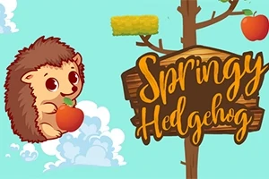 かわいいハリネズミがリンゴを持っているイラストと木に掛けられた看板が描かれている。