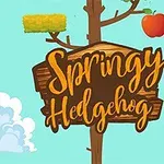 かわいいハリネズミがリンゴを持っているイラストと木に掛けられた看板が描かれている。
