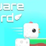 水色の背景に「Square Bird」と書かれた文字と、飛ぶ四角い白い鳥のイラスト。
