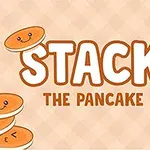 可愛らしい表情をしたパンケーキが積み重なっているイラスト。