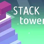カラフルな立方体が積み重なった塔と「STACK tower」の文字が描かれたイラスト。