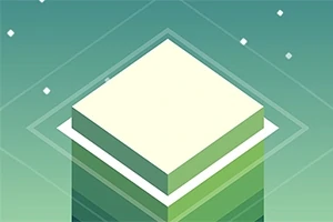 緑色の背景に白い正方形のブロックが積み重なっているイラスト。
