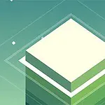 緑色の背景に白い正方形のブロックが積み重なっているイラスト。