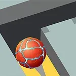 赤い模様の入ったボールと黄色い星がある迷路の一部。